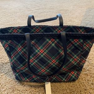 Talbots Scottish tartan plaid tote bag